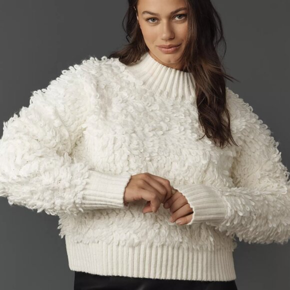 Anthropologie Sweaters - ANTHROPOLOGIE MAEVE Callahan Mock-Neck Loop-Stitch Sweater in Cream/Ivory